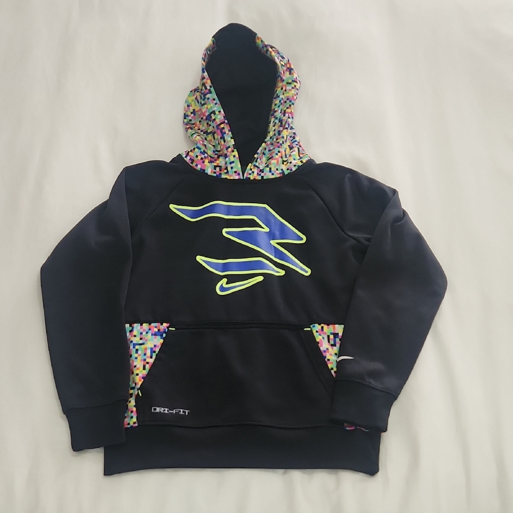 Nike Boy's Black Hoodie with Neon Accents